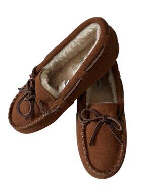 J.Crew Crewcuts Kids Shearling Moccasin Slippers Size 3